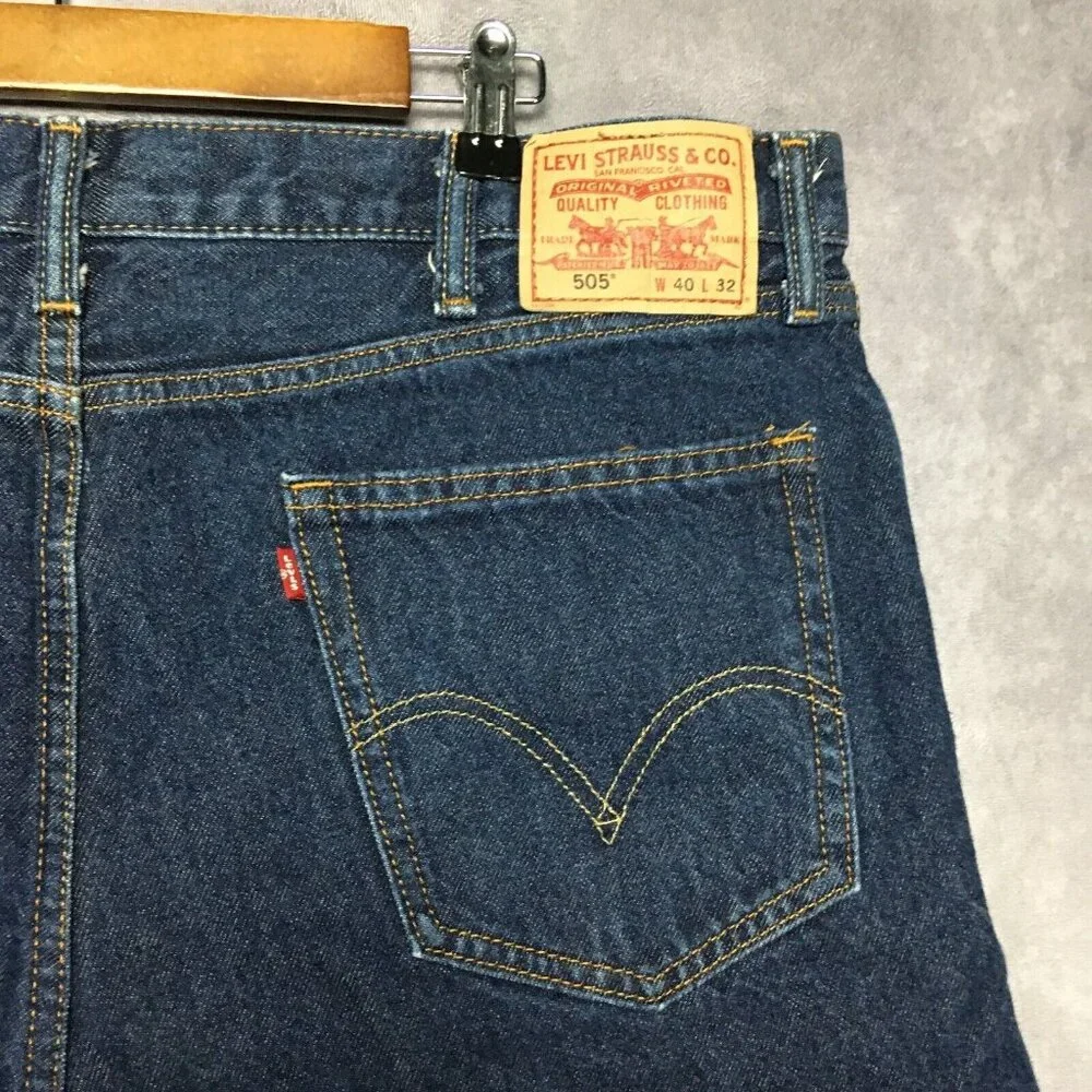 Levis‎ Mens 505 Straight Fit Blue Jeans size 40x32 Cotton Denim Pants
